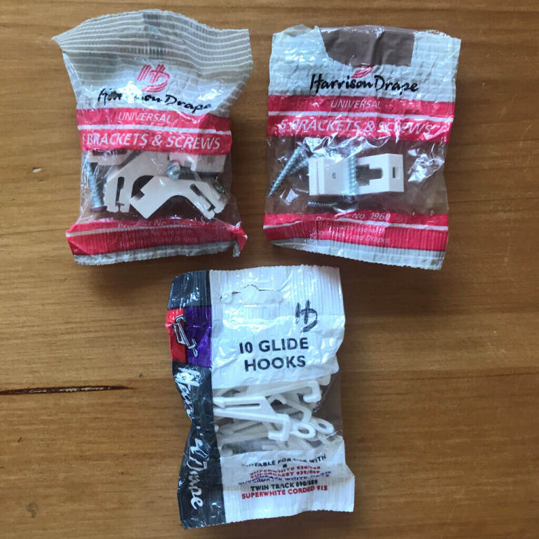 Harrison Drape 6 white universal brackets & screws. HOOKS SOLD! £2 lot. Can post