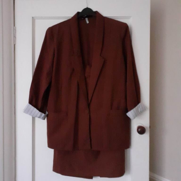 Size 14 Brown Suit Jacket & Skirt 