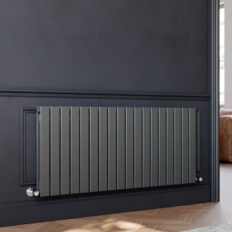 New Double Anthracite Flat Panel Horizontal Radiator 600 x 1596mm RRP £510 Our Price £295