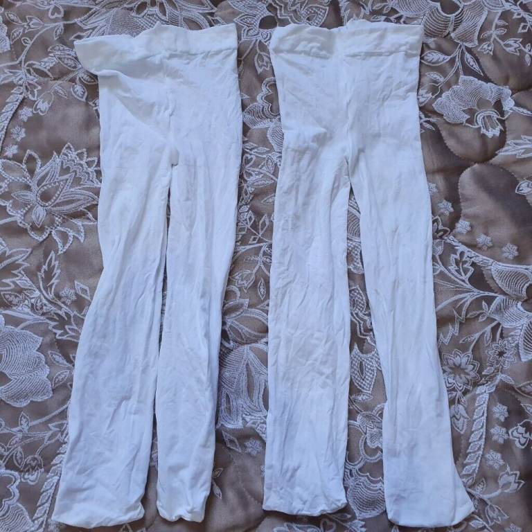 2 x new white nylon plain tights for baby girl age 12-18 months/24 months