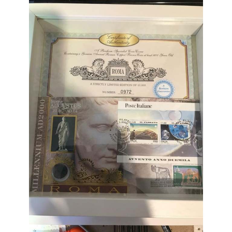 Framed Roman coin cover