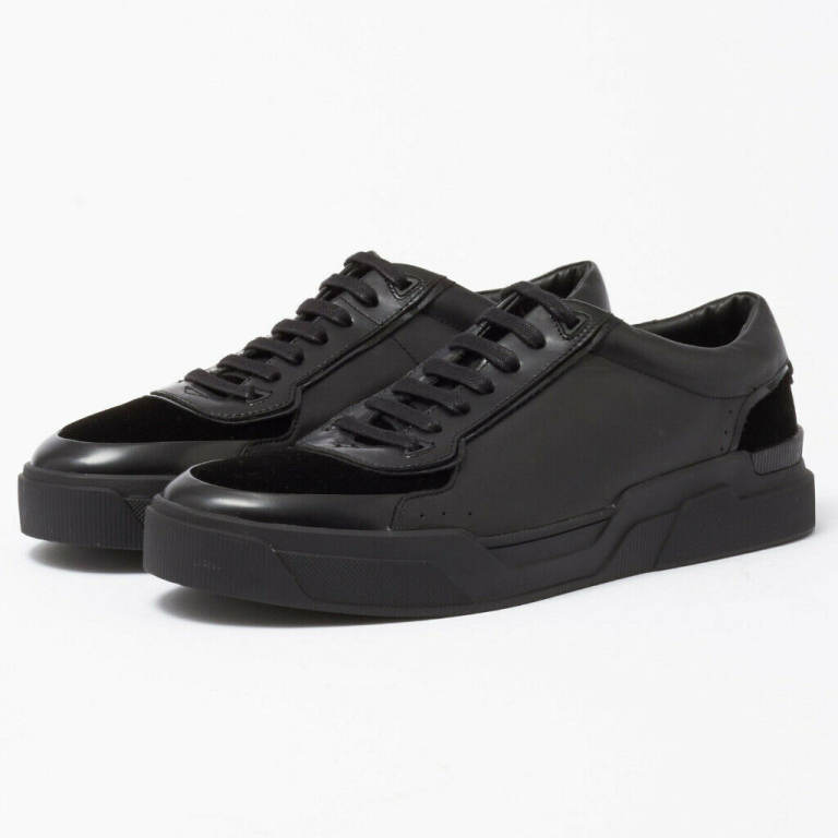 Mens Hugo Boss Calf Leather And Velvet Trainers