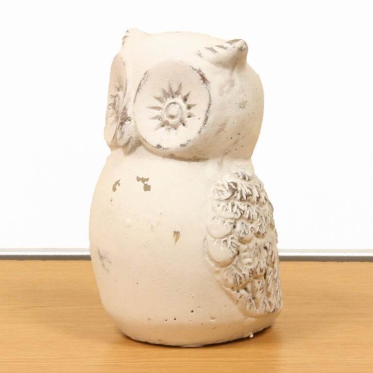 NEW Home Garden OWL Zendo Ornament 15cm Tall Aged Antique Distressed Look