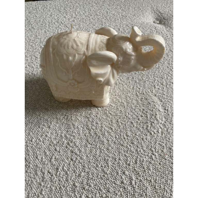 Large Ivory Ornate Elephant Candle