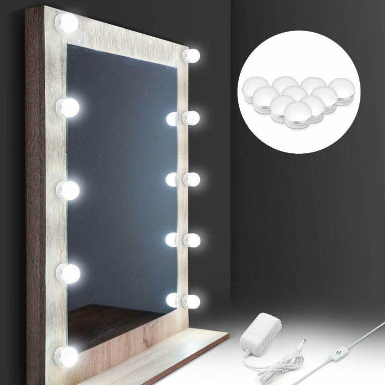 10 HOLLYWOOD STYLE LED MIRROR LIGHTS AULEDIO DIMMABLE MAKE UP VANITY SET UK PLUG