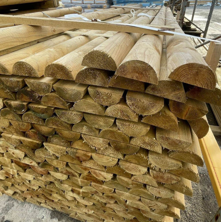 MACHINE HALF ROUND TREATED POST 12FT 100MM