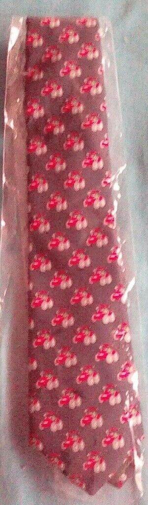 Soprano Country Silk Tie - red Tractor on blue - with tags