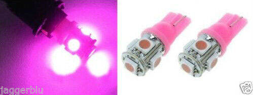 2 x T10 W5W 501 5 SMD 5050 LED HIGH POWER CANBUS CAR SIDE LIGHT WEDGE PINK BULB.