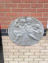 Large round Cherub garden wall plaque