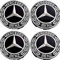 New Mercedes Benz Wheel Center Caps Rim Chrome Black Embl