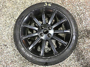 MGF OR MGTF SET OF 11 SPOKE ALLOY WHEELS 7 X 16 IN BLACK WITH TYRES GOOD CONDITION AND SHADOW CHROME