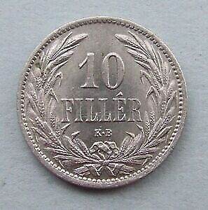 C C COINS-Hungary 10 filler 1894 nickel nEF