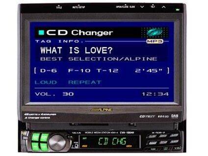 COMPLETE SET ALPINE CAR SAT NAV, 6 CD CHANGER, FOLDING HEAD UNIT SCREEN, ETC