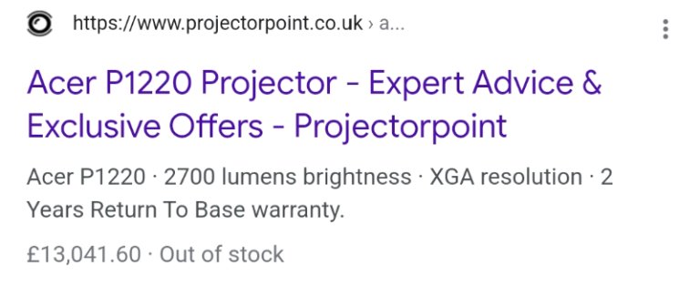 Acer HD Projector with 3D