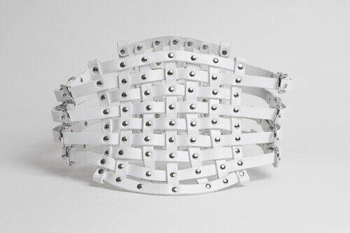 Melissa Tofton White Leather Woven Clinch Belt - One Size