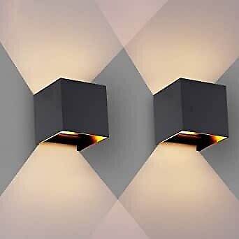 2  square stylish Matt black outdoor lights. Two way lighting. 