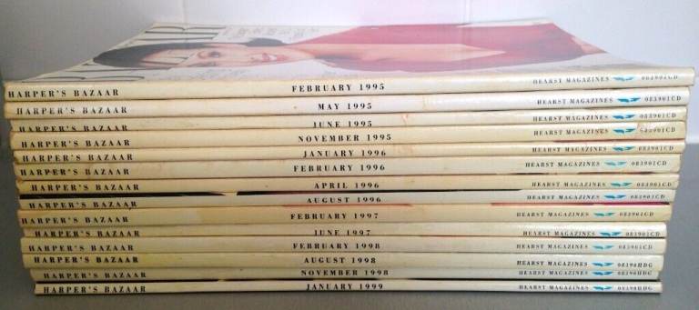  13x VINTAGE USA HARPERS BAZAAR; 1995, 1996, 1997, 1998, 1999