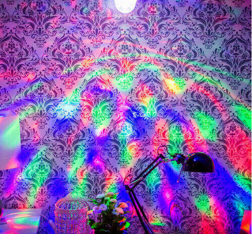 DISCO LED BULB ROTATING PATTERN 3 COLOUR E27 EDISON SCREW TYPE BLACK GLOSS BODY.