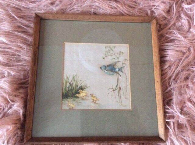 Lovely detailed silk painting in its original frame and mount, believed to be from the 1940’s. 