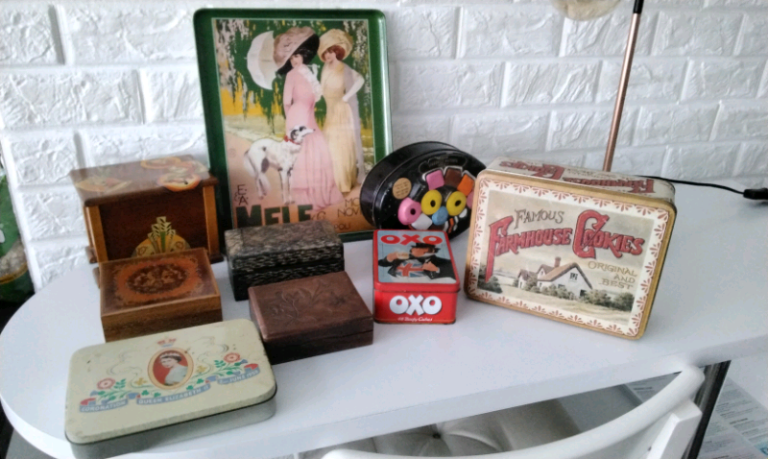 Retro small boxes and tins job lot garage find 