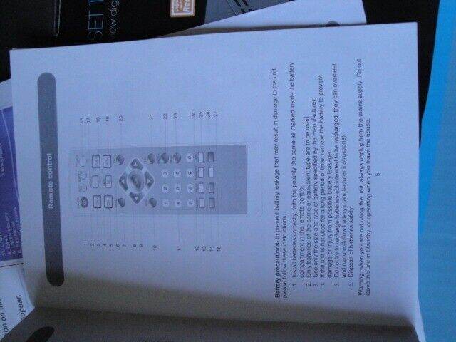 Remote Control & User Manual For Pacific SetTopBox Model PSTB3 FreeView Digital TV Channels