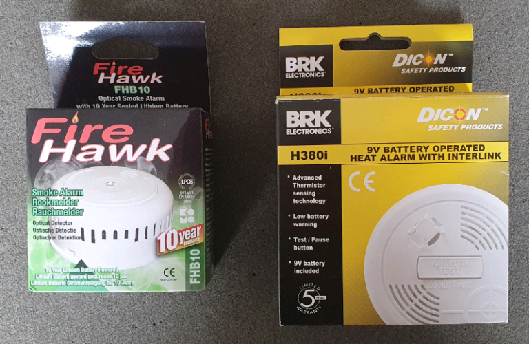 FIREHAWK FHB10 SMOKE ALARM & DICON BRK ELECTRONICS H380i HEAT ALARM *P