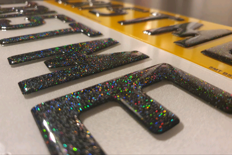 Sparkly Glitter 3D Gel Car Number Plates