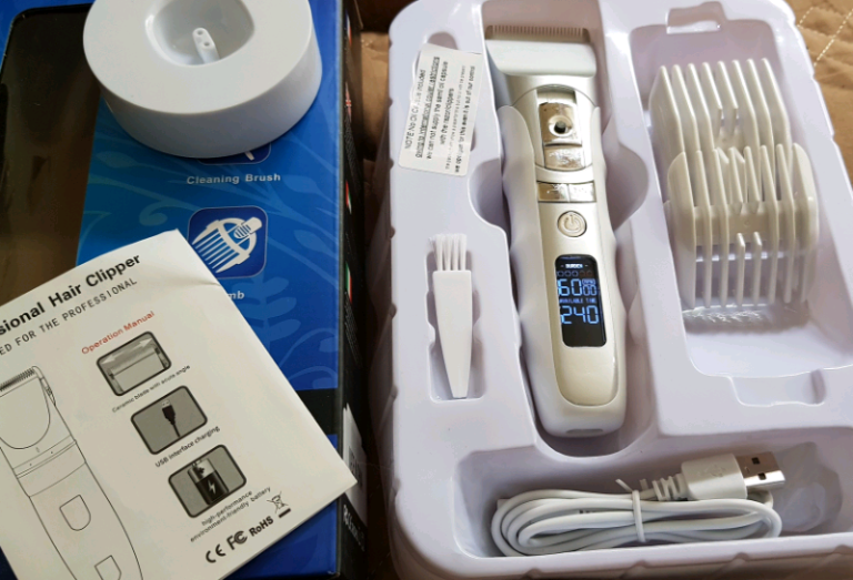 Cordless hair clipper set with digital display, new 