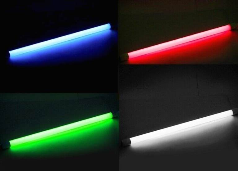 Single Colour LED Tube Light, 90cm, 240V Mains Powered, Waterproof, Cool White / Blue / Red / Green
