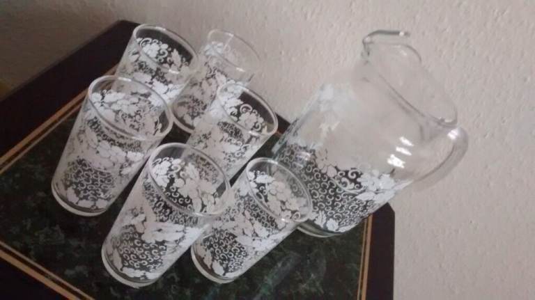 Set Of 6 Glasses And Jug (New)