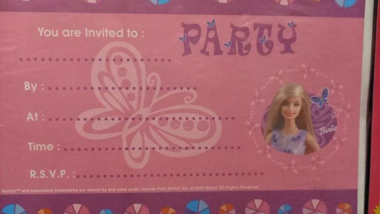 Barbie party invitations pack of 20