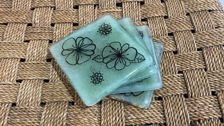 4 x handmade glass coasters