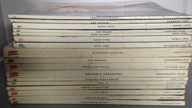 13x Vintage 90's W Fashion Magazines: circa 1995, 1996, 1997, 1998, 1999