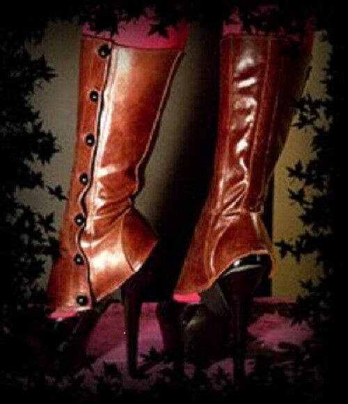 Lacing Lilith Brown Leather Button Spats, Size XS-S