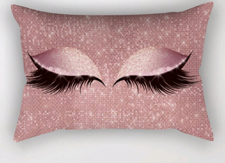2 Brand New 30 x 50 cm Rectangle Decor Eye Lash Print Cusion/Pillow