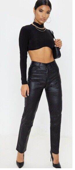 Brand new with tags  Black coated denim croc straight leg jeans 