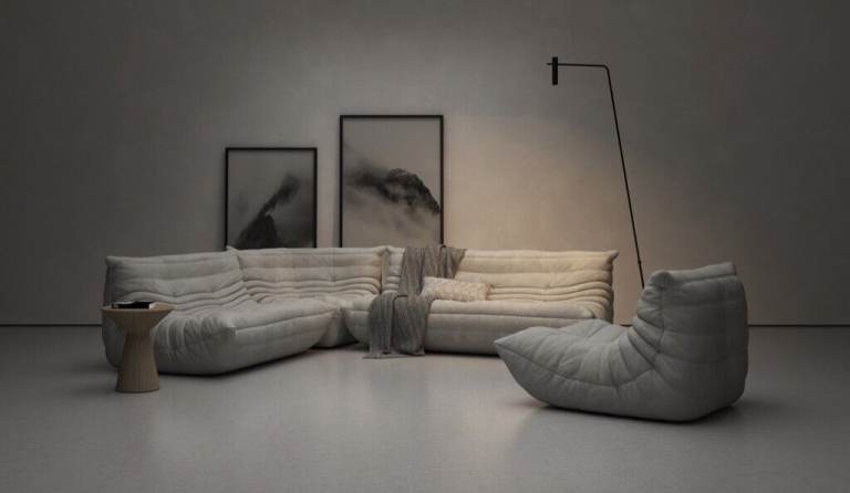 LIGNE ROSET TOGO 5 PIECE IN LIGHT GREY [924] MICROFIBRE