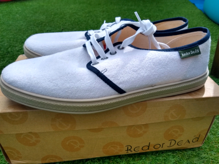 Men's Red or Dead Mr Cruz II white fabric court shoe trainers UK 10 44