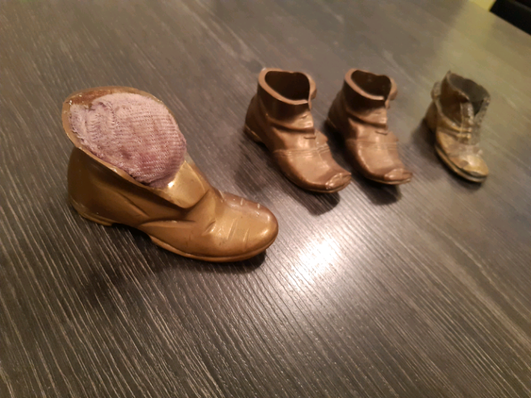 Vintage Miniature Solid Brass Boots 