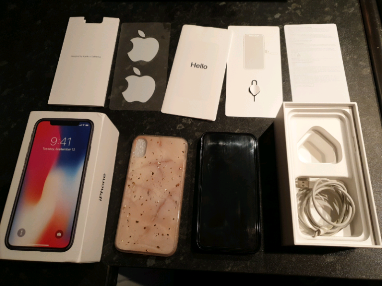 Iphone X 256gb space grey Unlocked with brand new screen and battery 10 +airpods
