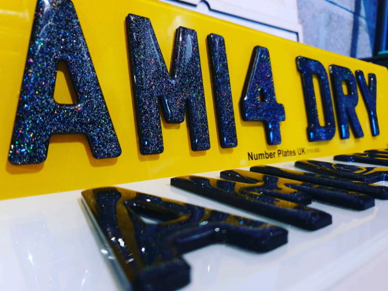 Sparkly Glitter 3mm Black 4D Gel Car Number Plates