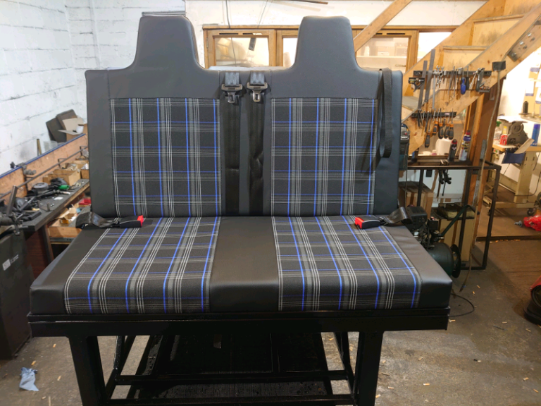 Blue GTi Tartan, Rock and Roll/RNR campervan bed/seat, Delivery from £79