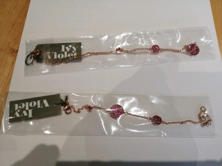 IVY VIOLET  BNWT Rose Gold Coloured Necklace and Bracelet Pink Stones 