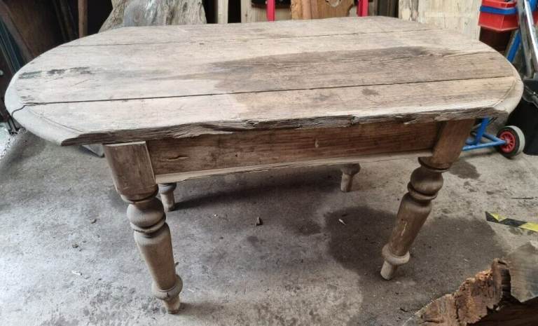 Pitch Pine Dining Table Farmhouse Reclaimed Antique Base Legs