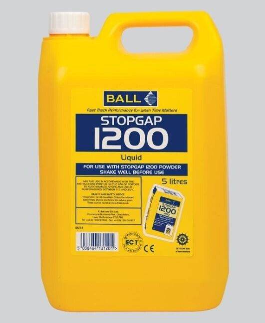 5 LITRES BALL STOPGAP 1200 FLOOR UNDERLAY LIQUID SMOOTHING LEVEL FLOORING NEW UNUSED 5L BOTTLE