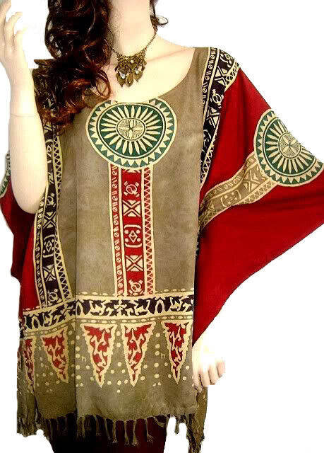 LATINO Brazil Poncho Kaftan Night Party Top Kurta African Patterned Gorgeous New Shirt Blouse Hand