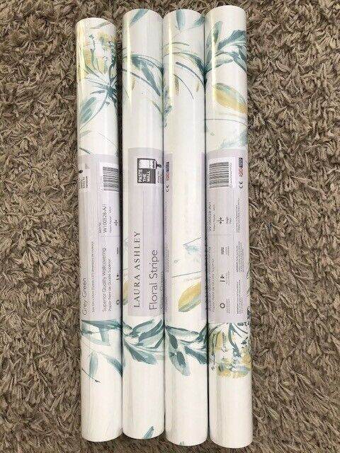 image for LAURA ASHLEY WALLPAPER -FLORAL STRIPE X 4 ROLLS 