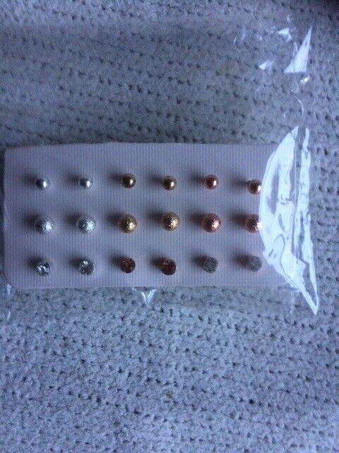 New Next Earrings 9 Pairs of Studs all different still in Packaging