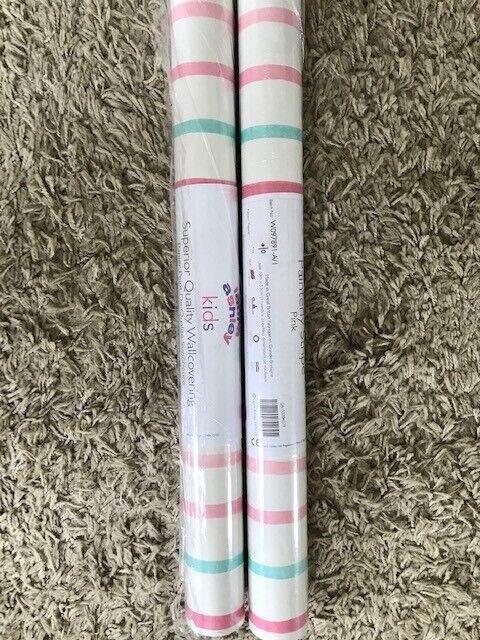 image for LAURA ASHLEY WALLPAPER - PAINTERLY STRIPE - PINK X 2 ROLLS