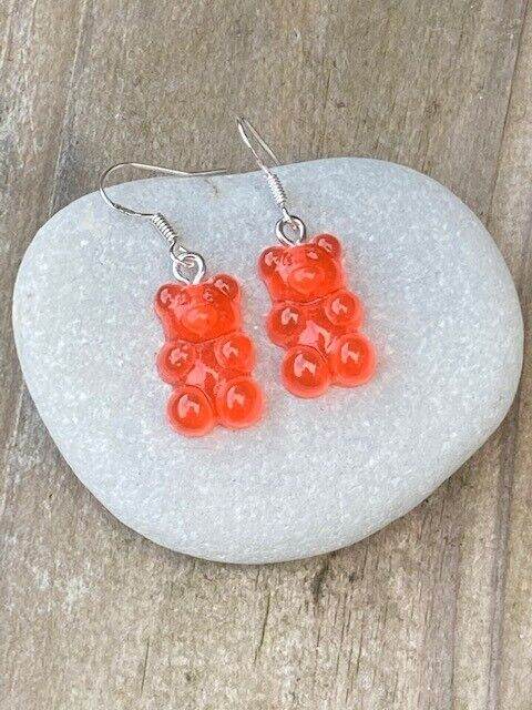 Handmade Gummy Bear Silver Earrings